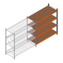 Grootvakstelling Kimer 1750x1500x800 mm (hxbxd) 4 niveaus aanbouwsectie met voorgemonteerde frames