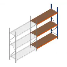 Grootvakstelling Kimer 2250x1500x600 mm (hxbxd) 3 niveaus aanbouwsectie met voorgemonteerde frames