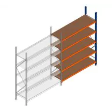 Grootvakstelling Kimer 2250x1500x600 mm (hxbxd) 5 niveaus aanbouwsectie met voorgemonteerde frames