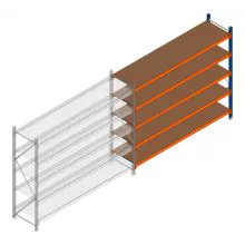 Grootvakstelling Kimer 1750x2250x600 mm (hxbxd) 5 niveaus aanbouwsectie met voorgemonteerde frames