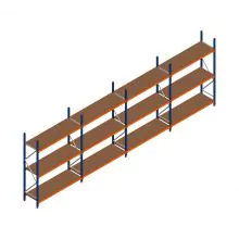 Voordeelrij grootvakstelling Kimer 2250x6250x600 mm (hxbxd) 3 niveaus met voorgemonteerde frames