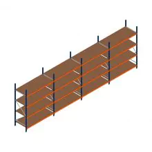 Voordeelrij grootvakstelling Kimer 2250x6250x800 mm (hxbxd) 4 niveaus met voorgemonteerde frames