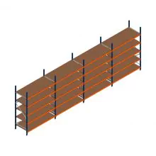 Voordeelrij grootvakstelling Kimer 2250x6250x800 mm (hxbxd) 5 niveaus met voorgemonteerde frames