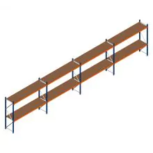 Voordeelrij grootvakstelling Kimer 1750x9250x600 mm (hxbxd) 2 niveaus met voorgemonteerde frames