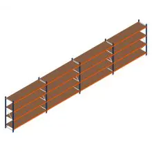 Voordeelrij grootvakstelling Kimer 1750x9250x600 mm (hxbxd) 4 niveaus met voorgemonteerde frames