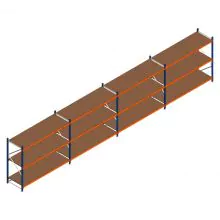 Voordeelrij grootvakstelling Kimer 1750x9250x800 mm (hxbxd) 3 niveaus met voorgemonteerde frames