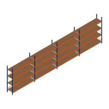 Voordeelrij grootvakstelling Kimer 2250x9250x600 mm (hxbxd) 4 niveaus met voorgemonteerde frames
