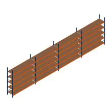 Voordeelrij grootvakstelling Kimer 2250x9250x600 mm (hxbxd) 5 niveaus met voorgemonteerde frames