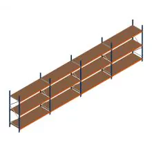 Voordeelrij grootvakstelling Kimer 2250x9250x800 mm (hxbxd) 3 niveaus met voorgemonteerde frames