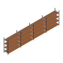 Voordeelrij grootvakstelling Kimer 2250x9250x800 mm (hxbxd) 4 niveaus met voorgemonteerde frames