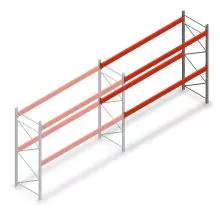 Palletstelling AR T2 2500x3600x1100mm (hxbxd) 2 niveaus 2252kg/niv aanbouwsectie met voorgemonteerde frames