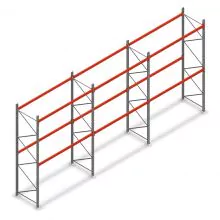 Voordeelrij palletstelling AR T2 3500x8420x1100mm (hxbxd) 2 niveaus 3636kg/niv met voorgemonteerde frames