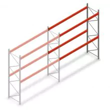 Palletstelling AR T2 3500x3600x1100mm (hxbxd) 2 niveaus 3004kg/niv aanbouwsectie met voorgemonteerde frames