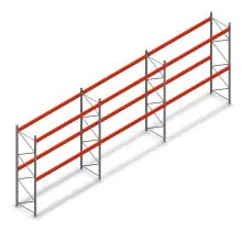 Voordeelrij palletstelling AR T2 3500x11120x1100mm (hxbxd) 2 niveaus 2252kg/niv met voorgemonteerde frames