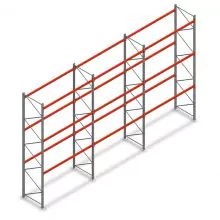 Voordeelrij palletstelling AR T2 4500x8420x1100mm (hxbxd) 3 niveaus 2844kg/niv met voorgemonteerde frames