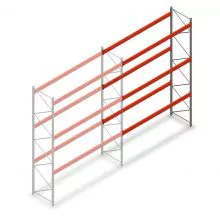 Palletstelling AR T2 4500x3600x1100mm (hxbxd) 3 niveaus 3004kg/niv aanbouwsectie met voorgemonteerde frames