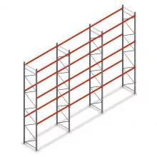 Voordeelrij palletstelling AR T2 6000x8420x1100mm (hxbxd) 3 niveaus 3636kg/niv met voorgemonteerde frames