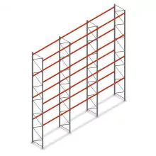 Voordeelrij palletstelling AR T2 8000x8500x1100mm (hxbxd) 4 niveaus 2844kg/niv met voorgemonteerde frames