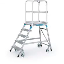 Verrijdbare platformtrap Zarges aluminium enkel 5 treden 1200 mm