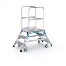 Verrijdbare platformtrap Zarges aluminium dubbel 2x3 treden 720 mm