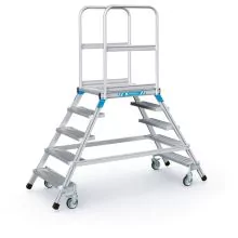 Verrijdbare platformtrap Zarges aluminium dubbel 2x5 treden 1200 mm