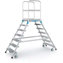 Verrijdbare platformtrap Zarges aluminium dubbel 2x7 treden 1680 mm