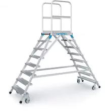 Verrijdbare platformtrap Zarges aluminium dubbel 2x8 treden 1920 mm