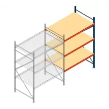 Grootvakstelling AR 2000x1610x1000 mm (hxbxd) 3 niveaus blauw aanbouwsectie met voorgemonteerde frames