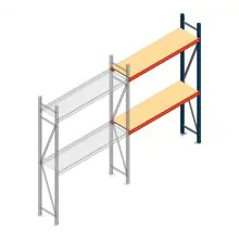 Grootvakstelling AR 2000x1610x400 mm (hxbxd) 2 niveaus blauw aanbouwsectie met voorgemonteerde frames