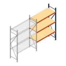 Grootvakstelling AR 2000x1610x600 mm (hxbxd) 3 niveaus blauw aanbouwsectie met voorgemonteerde frames