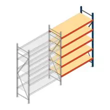 Grootvakstelling AR 2000x1610x600 mm (hxbxd) 5 niveaus blauw aanbouwsectie met voorgemonteerde frames