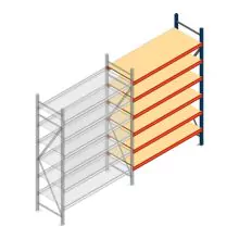 Grootvakstelling AR 2000x1610x600 mm (hxbxd) 6 niveaus blauw aanbouwsectie met voorgemonteerde frames