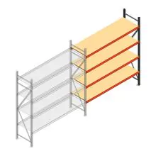 Grootvakstelling AR 2000x2010x600 mm (hxbxd) 4 niveaus antraciet aanbouwsectie met voorgemonteerde frames