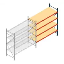 Grootvakstelling AR 2000x2250x800 mm (hxbxd) 4 niveaus blauw aanbouwsectie met voorgemonteerde frames