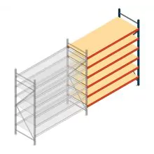 Grootvakstelling AR 2000x2250x800 mm (hxbxd) 6 niveaus blauw aanbouwsectie met voorgemonteerde frames