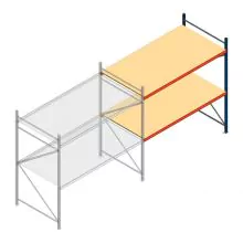 Grootvakstelling AR 2000x2700x1200 mm (hxbxd) 2 niveaus blauw aanbouwsectie met voorgemonteerde frames