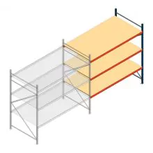 Grootvakstelling AR 2000x2700x1200 mm (hxbxd) 3 niveaus blauw aanbouwsectie met voorgemonteerde frames