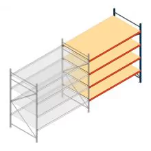 Grootvakstelling AR 2000x2700x1200 mm (hxbxd) 4 niveaus blauw aanbouwsectie met voorgemonteerde frames