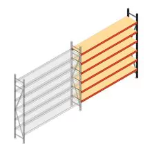 Grootvakstelling AR 2000x2700x500 mm (hxbxd) 6 niveaus verzinkt aanbouwsectie met voorgemonteerde frames