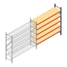 Grootvakstelling AR 2000x2700x600 mm (hxbxd) 5 niveaus blauw aanbouwsectie