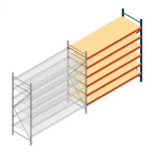 Grootvakstelling AR 2000x2700x800 mm (hxbxd) 6 niveaus blauw aanbouwsectie met voorgemonteerde frames