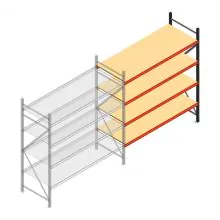 Grootvakstelling AR 2250x2010x800 mm (hxbxd) 4 niveaus antraciet aanbouwsectie met voorgemonteerde frames