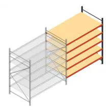 Grootvakstelling AR 2250x2250x1200 mm (hxbxd) 5 niveaus verzinkt aanbouwsectie met voorgemonteerde frames