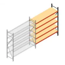 Grootvakstelling AR 2250x2250x600 mm (hxbxd) 5 niveaus antraciet aanbouwsectie met voorgemonteerde frames