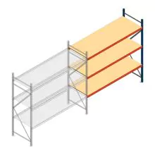 Grootvakstelling AR 2500x2700x800 mm (hxbxd) 3 niveaus blauw aanbouwsectie