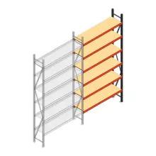 Grootvakstelling AR 3000x1610x500 mm (hxbxd) 6 niveaus verzinkt aanbouwsectie met voorgemonteerde frames