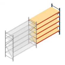 Grootvakstelling AR 2250x2700x800 mm (hxbxd) 5 niveaus blauw aanbouwsectie met voorgemonteerde frames