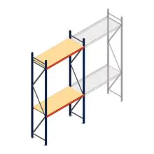 Grootvakstelling AR 3000x1610x600 mm (hxbxd) 2 niveaus blauw beginsectie met voorgemonteerde frames