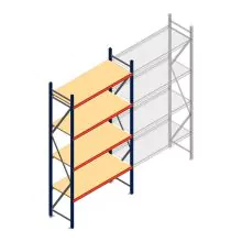Grootvakstelling AR 3000x1610x600 mm (hxbxd) 4 niveaus blauw beginsectie met voorgemonteerde frames