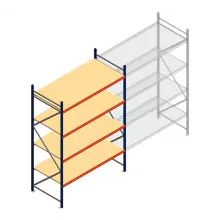 Grootvakstelling AR 3000x1850x1000 mm (hxbxd) 4 niveaus blauw beginsectie